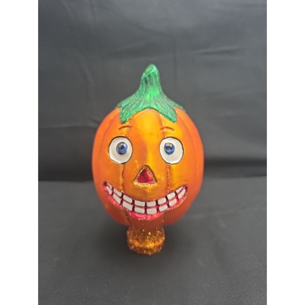 Old World Christmas Halloween Pumpkin Jack O Lantern Tree Topper 2004 6" OWC VTG